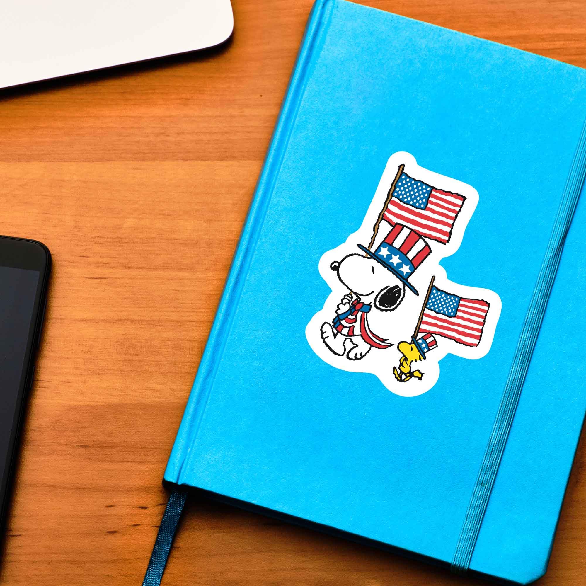Amazon.com: Peanuts Snoopy Patriotic American Flag Adhesive Vinyl